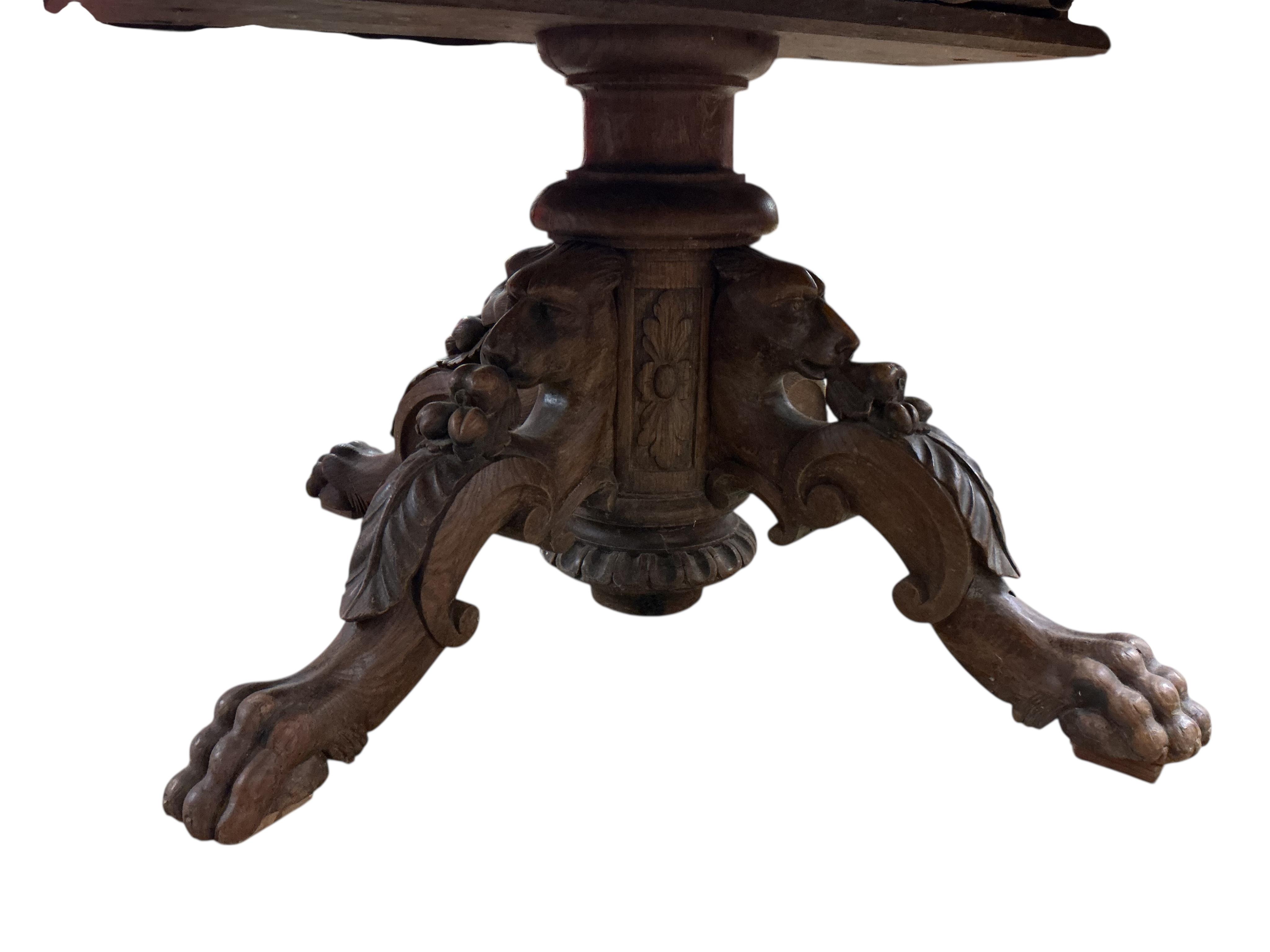 A 19th century oval oak extending dining table, (no leaves), width 142cm, depth 122cm, height 71cm